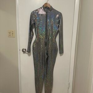 Zenobia Iridescent Silver Jumpsuit